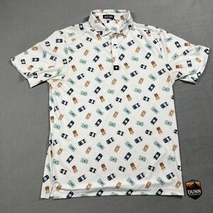 Bad Birdie Polo Mens M White Performance Beer Can Golf Short Sleeve Stretch